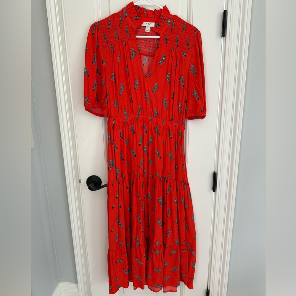 Zebra Pattern Midi Dress